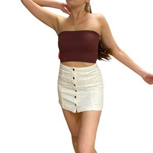 WHITE BUTTON-UP DENIM SKIRT